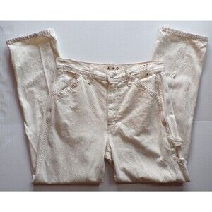 AMO Women’s Size 28 Painterly Mid Rise Straight Leg Pants Natural 32" Waist